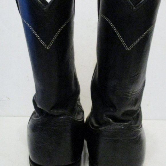 Men\'s Larry Mahan Stingray Leather Western Cowboy Boots Size 9 E Black Pull On main image 10